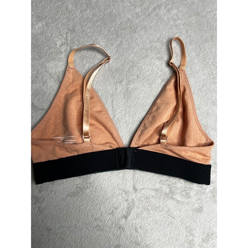 WAMA Underwear Hemp Organic Cotton Triangle Bralette Tan Black Small Convertible - Picture 2 of 8
